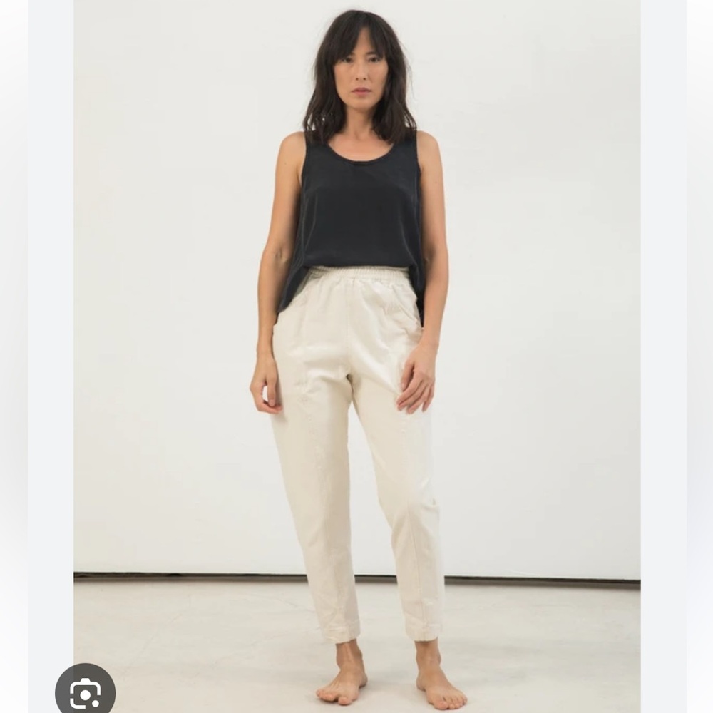 Elizabeth Suzann Clyde work pants in natural cotton canvas